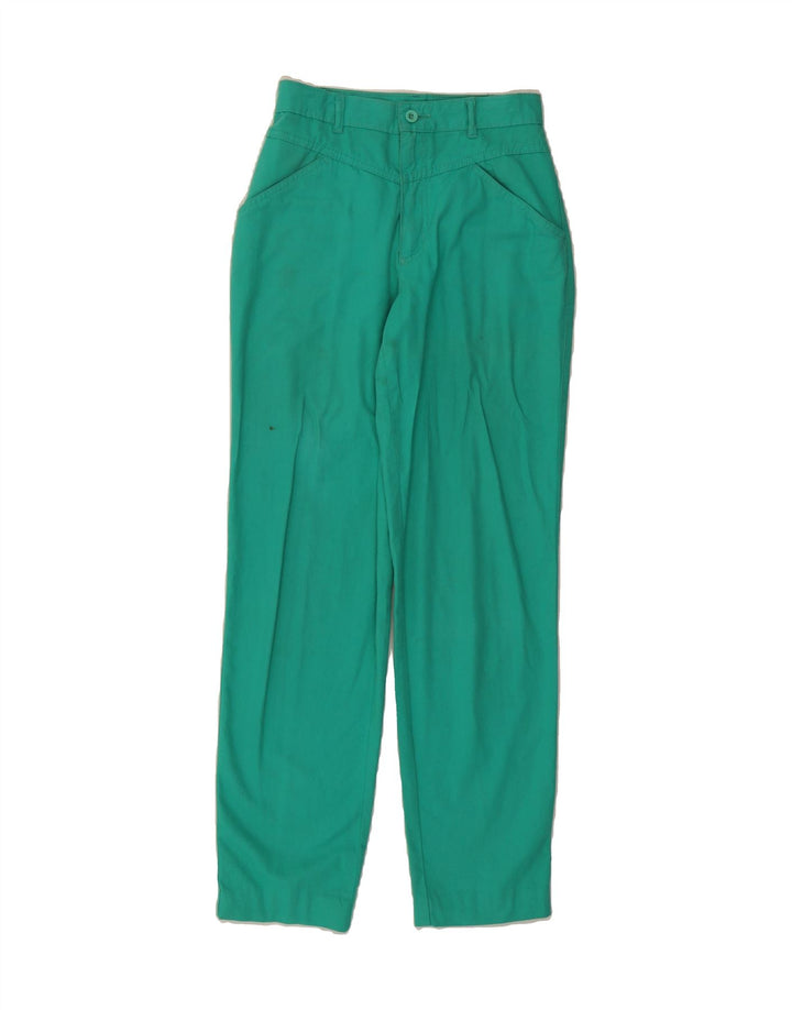 VINTAGE Womens Tapered Casual Trousers W24 L29 Green Cotton Vintage Vintage and Second-Hand Vintage from Messina Hembry 