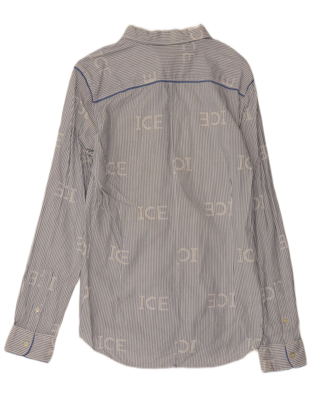 ICEBERG Camisa masculina Grant Fit grande algodão listrado azul