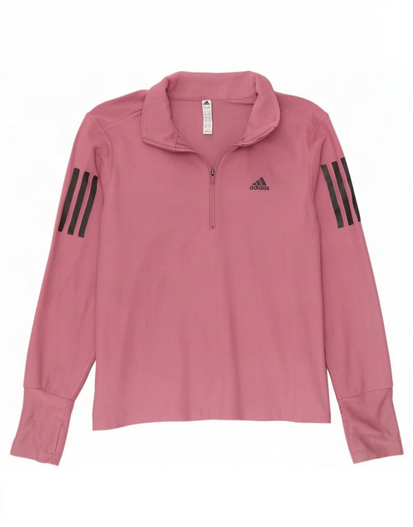 Adidas Mulher Aeroready Zip Neck Pullover Treino Top Reino Unido 4/6 XS Rosa