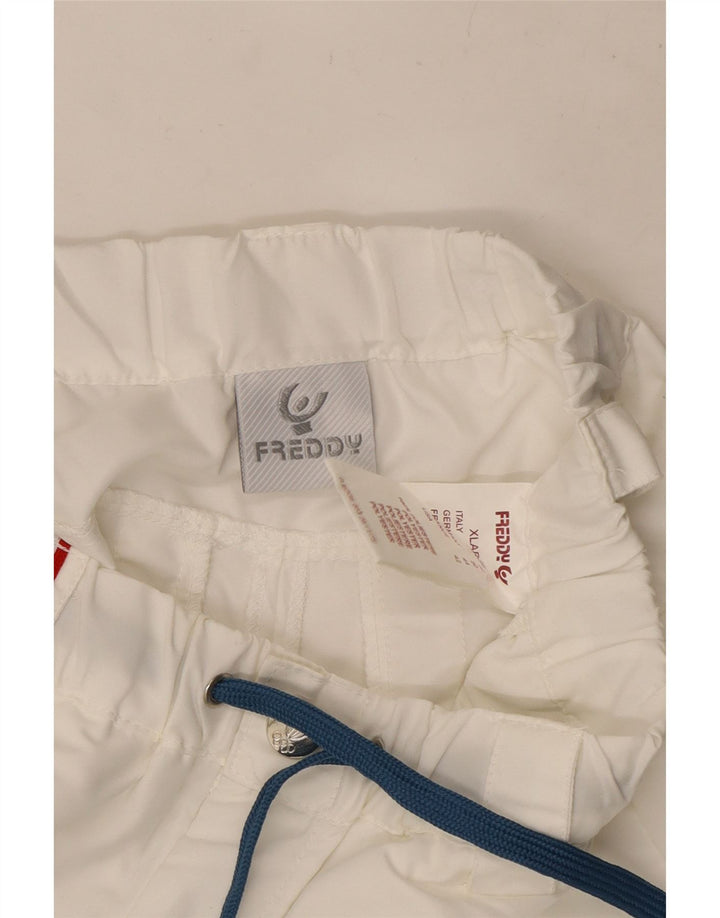 Freddy Womens Italia Calça de treino Joggers poliéster branco médio