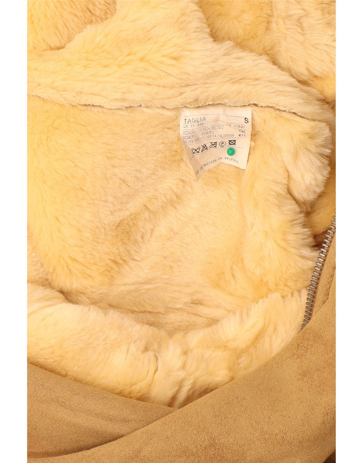 Sobretudo feminino Sherpa BENETTON Reino Unido 10 pequeno modacril bege