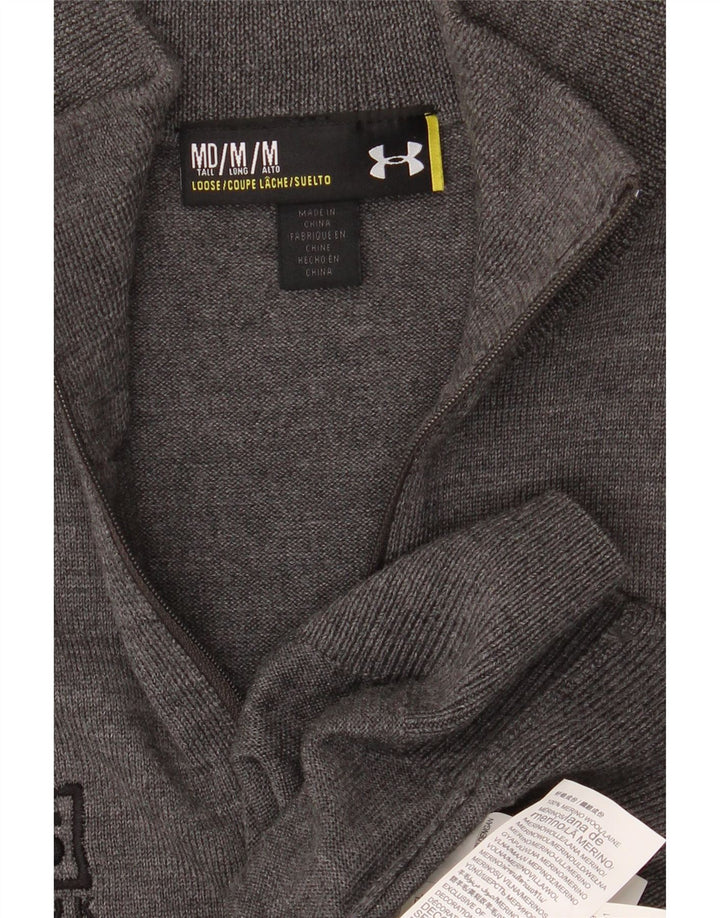 Suéter masculino UNDER ARMOUR alto gráfico com zíper e gola média cinza