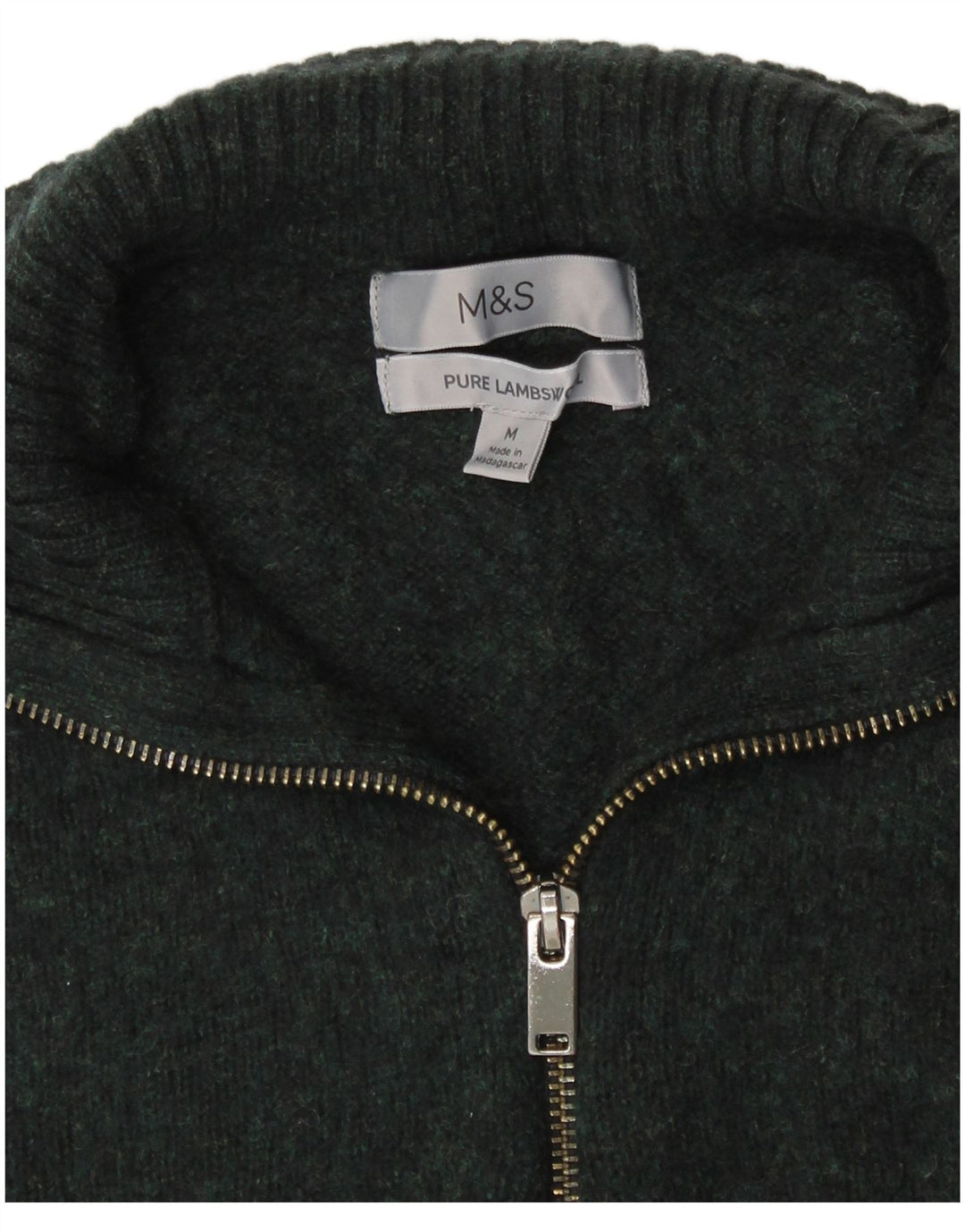 Suéter feminino MARKS & SPENCER com gola e zíper Reino Unido 14 verde médio
