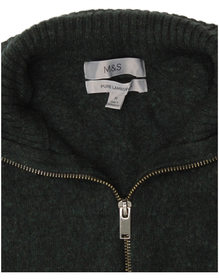 Suéter feminino MARKS & SPENCER com gola e zíper Reino Unido 14 verde médio