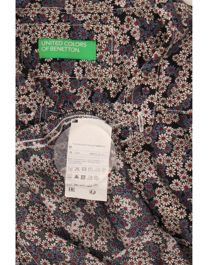 Camisa masculina de manga curta BENETTON de algodão floral multicolorido médio
