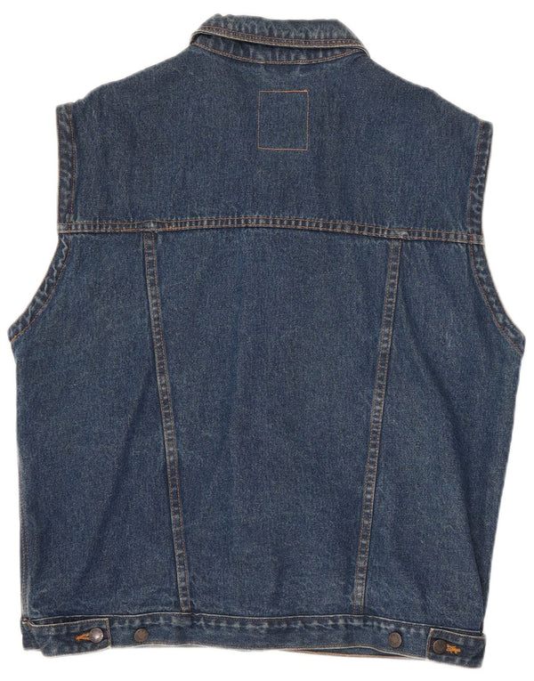 Colete jeans masculino vintage UK 40 algodão azul grande