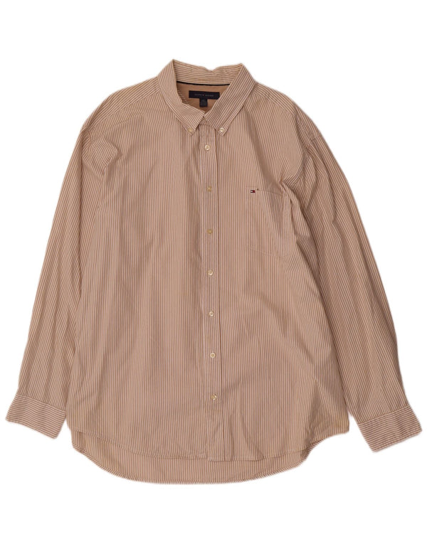 Camisa masculina Tommy Hilfiger 2XL algodão listrado bege
