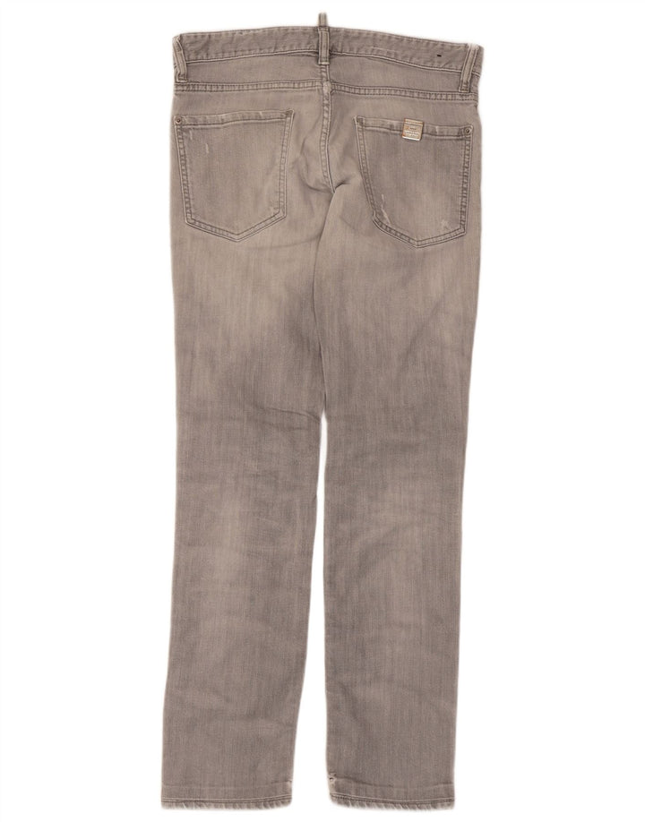 Dsquared2 Calça jeans feminina desgastada IT 46 grande W32 L30 algodão cinza