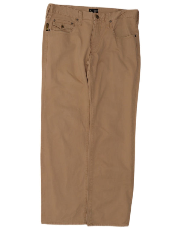 Calça masculina reta casual Armani W34 L32 algodão bege