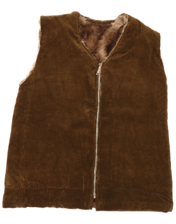 Colete de veludo cotelê Sherpa masculino vintage UK 38 médio cáqui