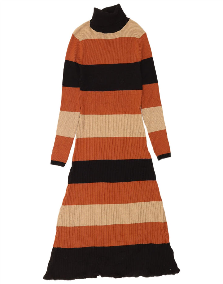 Vestido maxi jumper feminino Marks & Spencer Reino Unido 12 listrado marrom médio