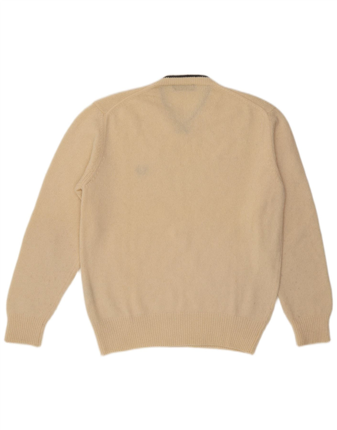 Suéter masculino Fred Perry com decote em V grande lã bege