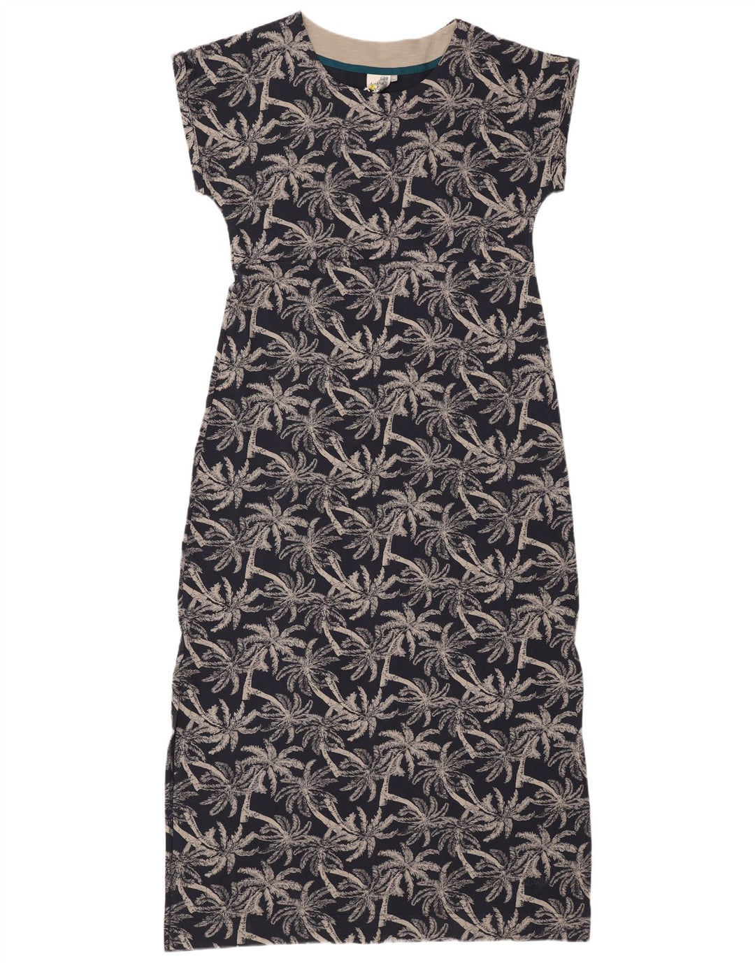 WEIRD FISH Vestido maxi feminino com padrão abstrato Reino Unido 14 grande algodão azul marinho