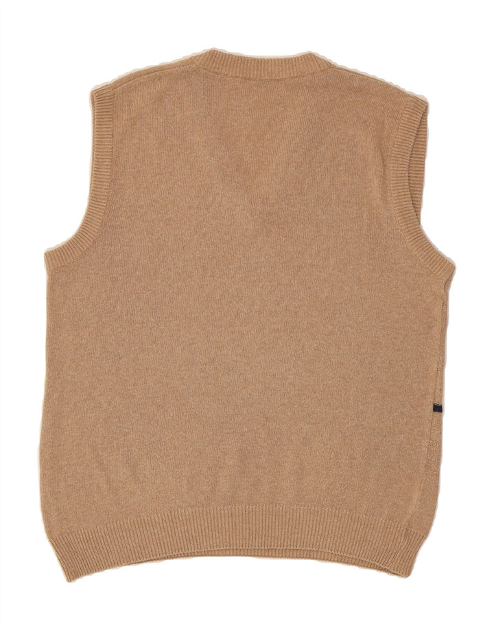 CASSAN Mens Vest Tank Top Medium Beige Striped Vintage Cassan and Second-Hand Cassan from Messina Hembry 
