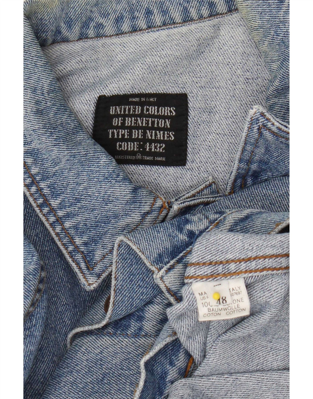 Jaqueta jeans masculina Benetton IT 48 algodão azul médio