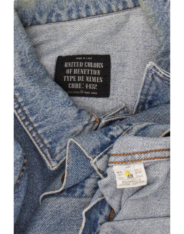 Jaqueta jeans masculina Benetton IT 48 algodão azul médio