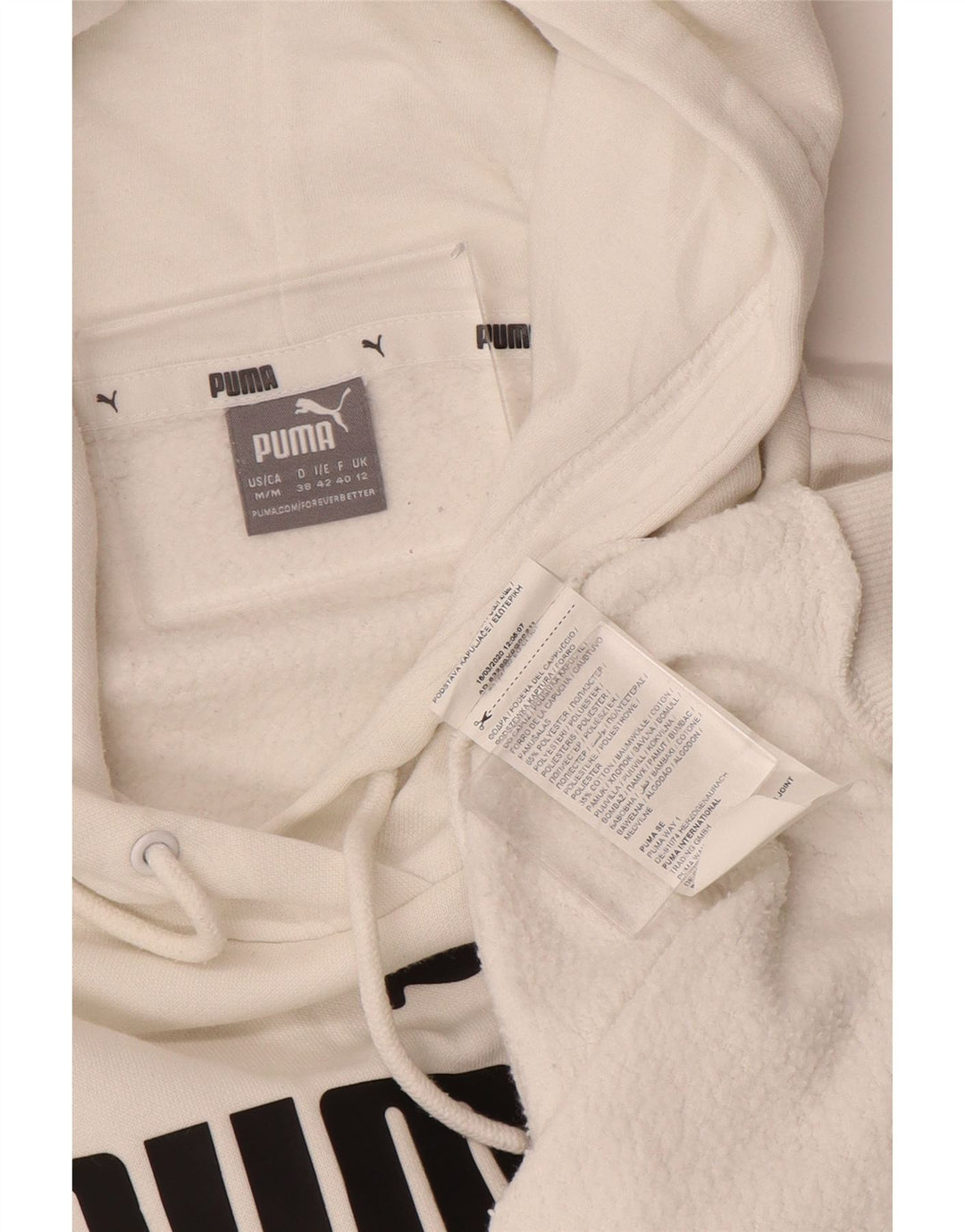 PUMA feminino gráfico moletom com capuz UK 12 médio algodão branco