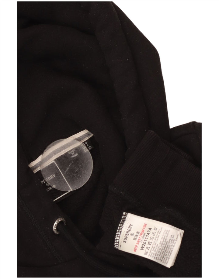 Jumper com capuz feminino SUPERDRY UK 8 pequeno algodão preto