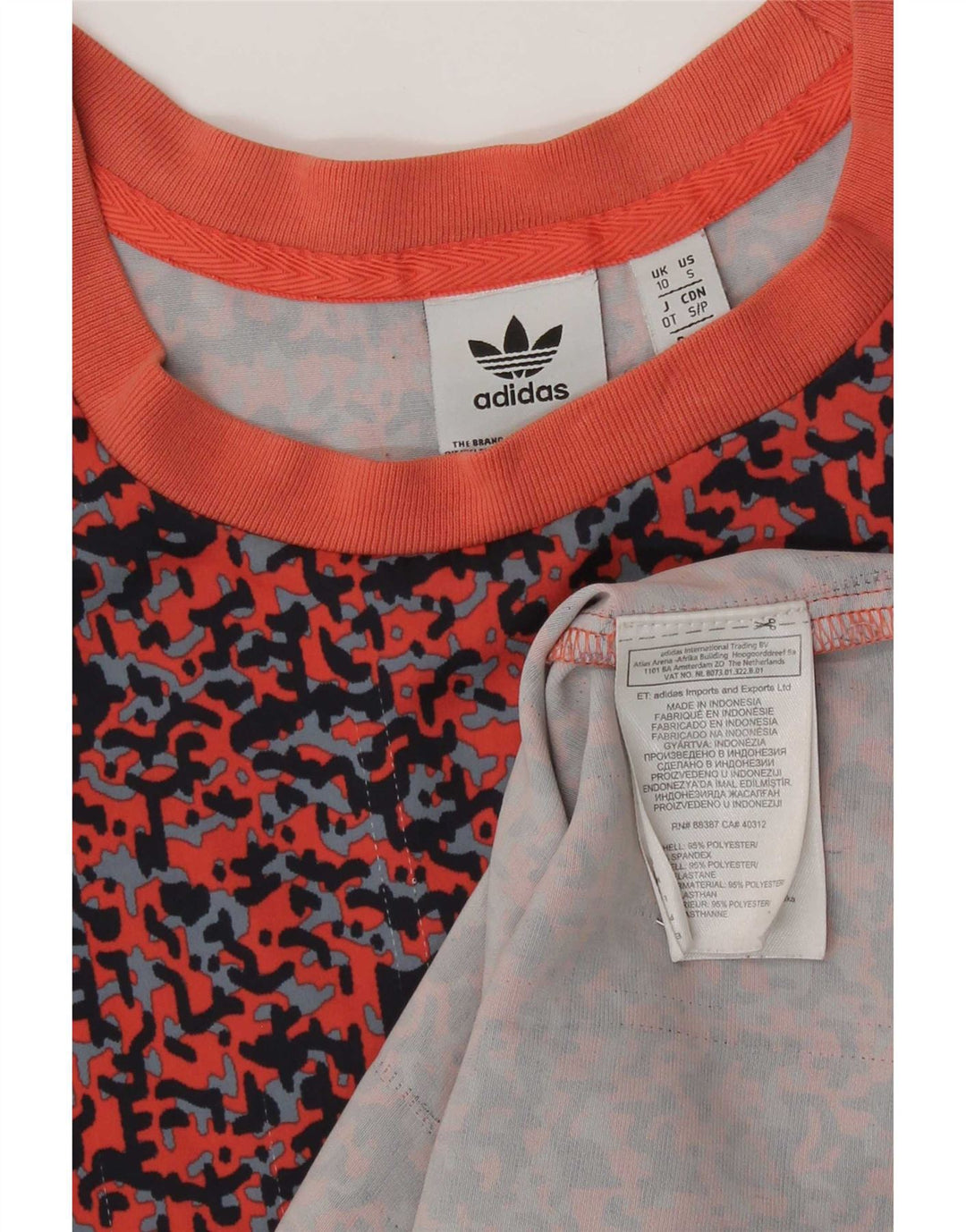 Vestido camiseta feminino Adidas com estampa abstrata UK 10 pequeno multicolorido