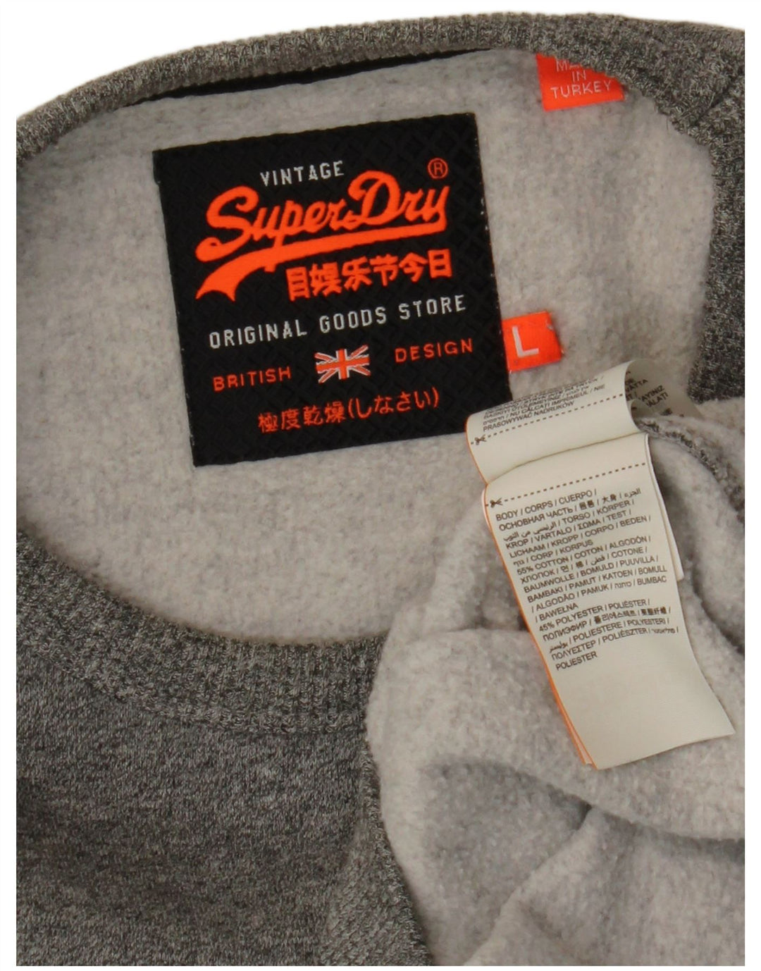 SUPERDRY moletom gráfico masculino jumper grande algodão manchado cinza