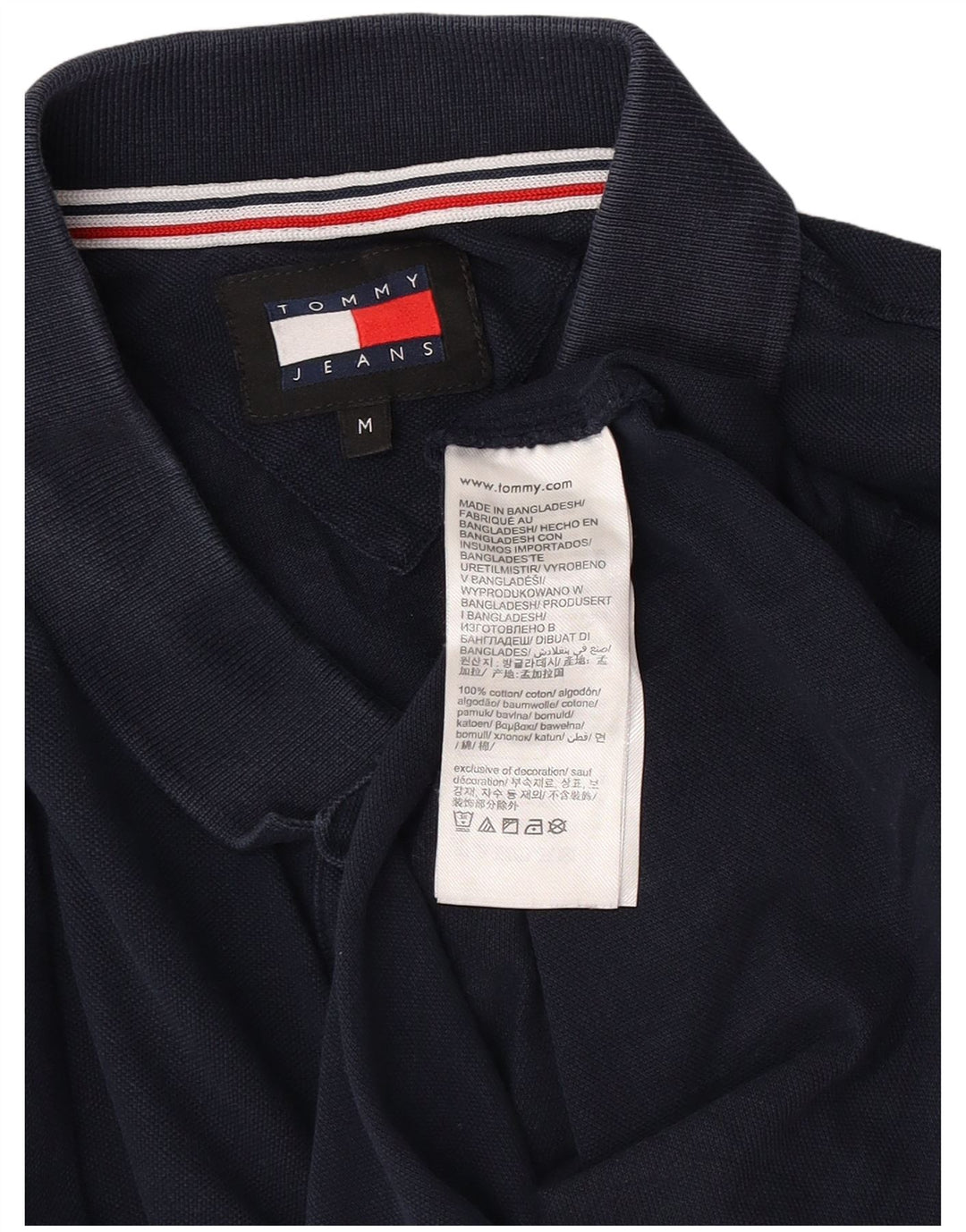 Camisa polo masculina de manga comprida Tommy Hilfiger de algodão azul marinho médio