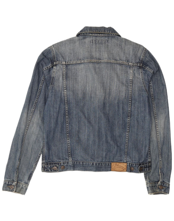 Jaqueta jeans masculina vintage Reino Unido 42 XL algodão azul
