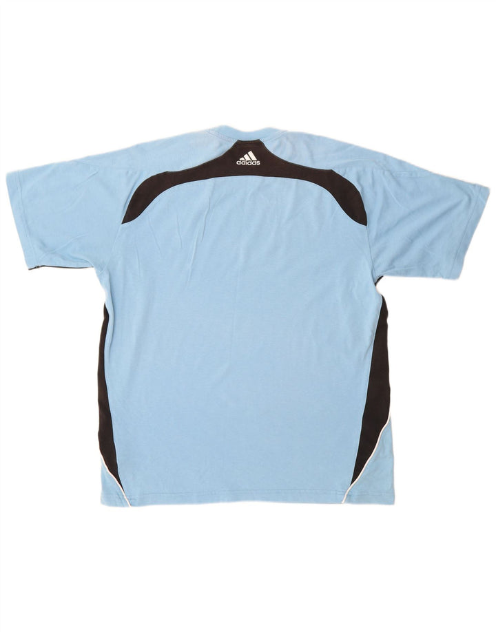 ADIDAS Mens Climalite T-Shirt Top UK 40/42 Médio Azul Colourblock Algodão