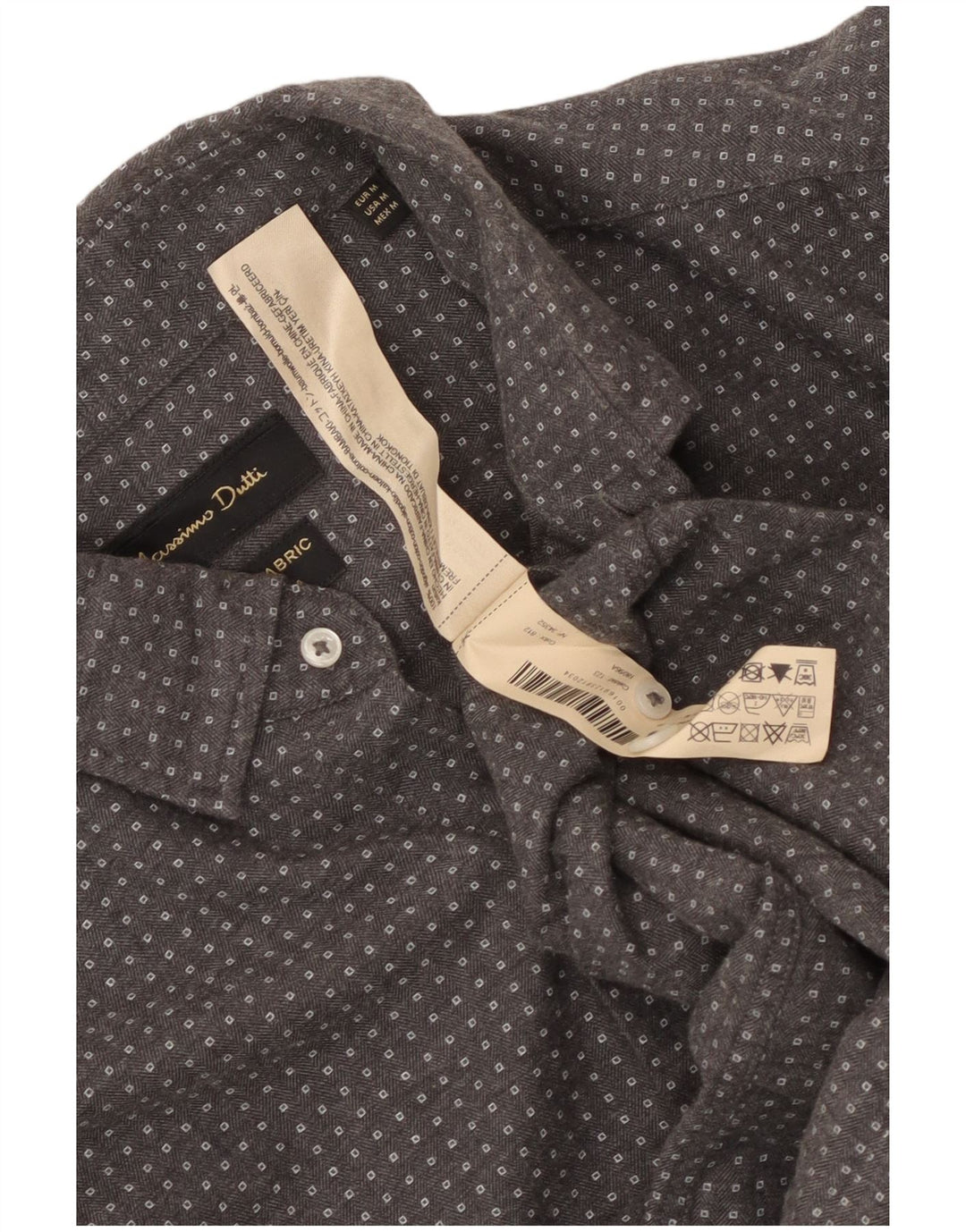 Camisa masculina Massimo Dutti algodão geométrico cinza médio