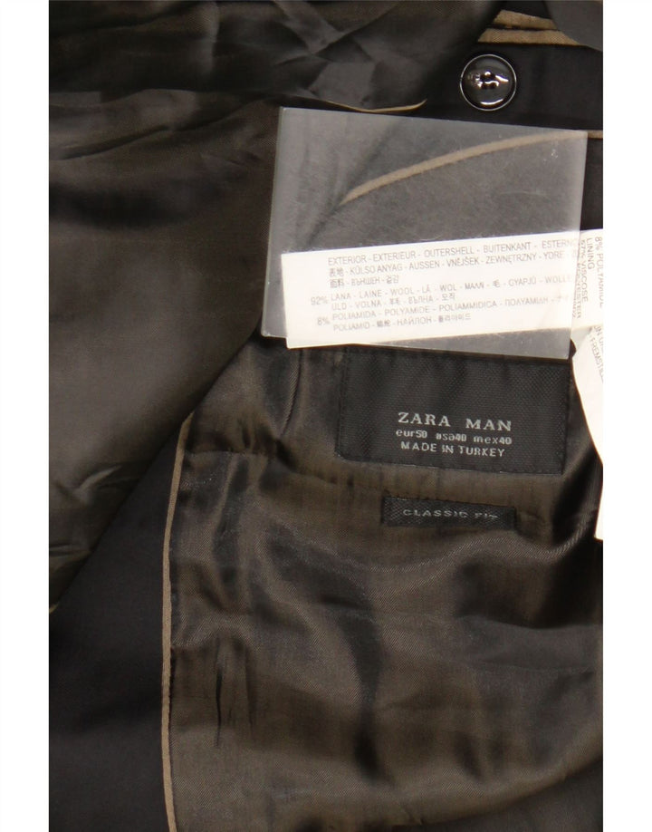 Jaqueta blazer masculina Zara Classics com 2 botões EU 50 lã preta média