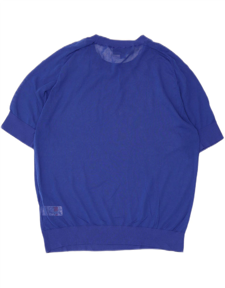 Zara Womens See Through Top UK 14 Grande Algodão Azul
