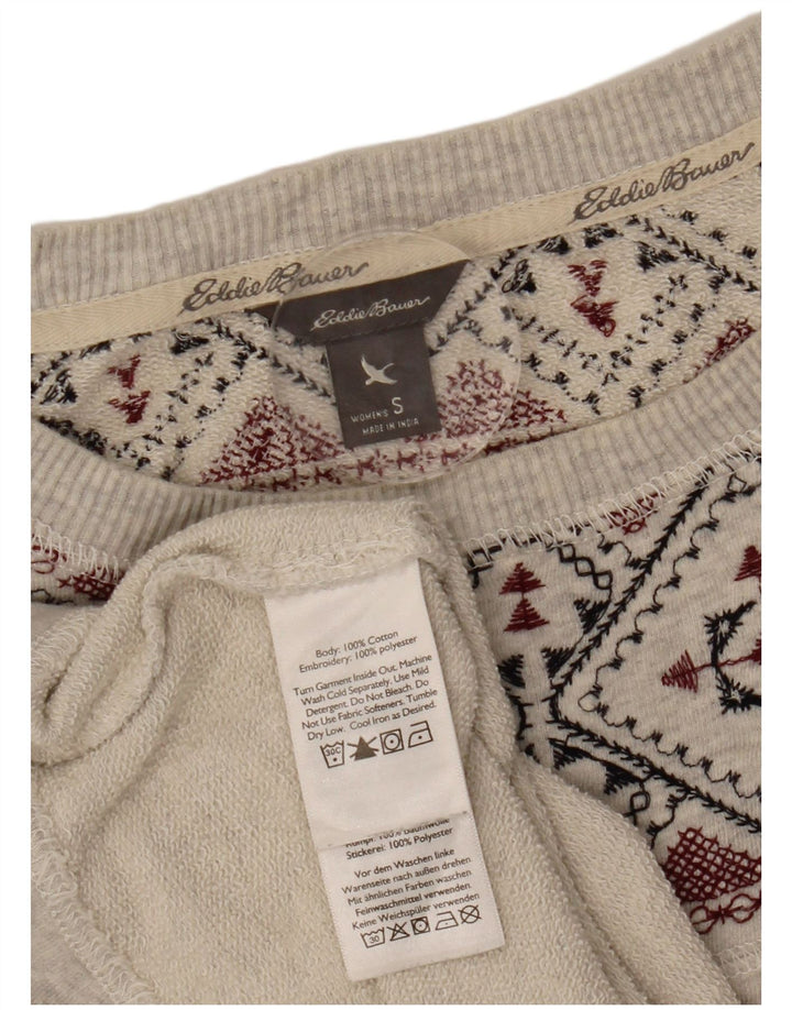 EDDIE BAUER Suéter feminino oversized Reino Unido 10 pequeno cinza Fair Isle