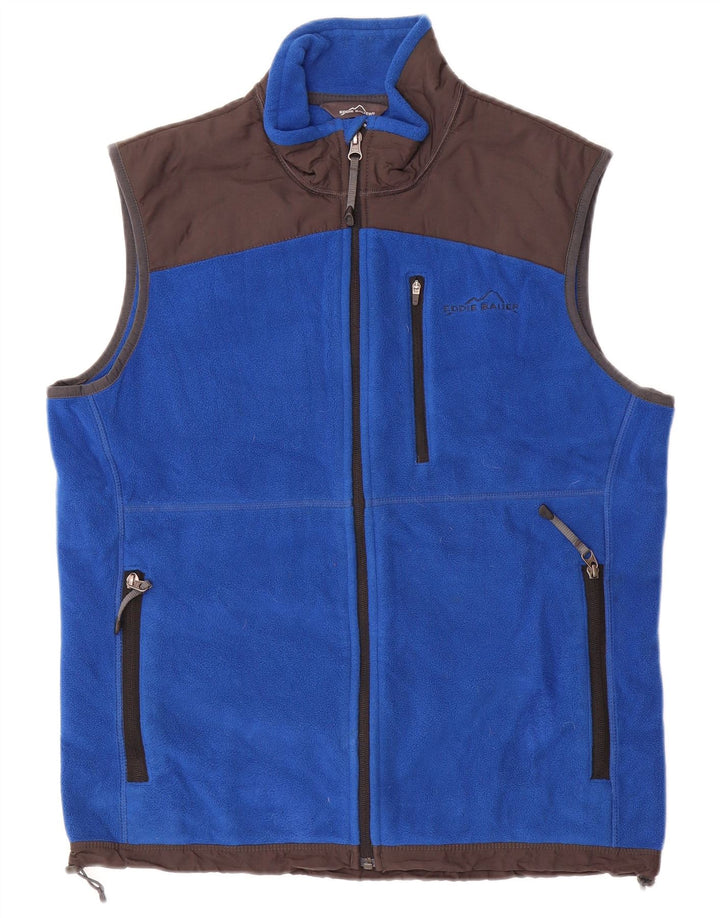 EDDIE BAUER Mens Fleece Gilet UK 36 pequeno azul Colourblock poliéster