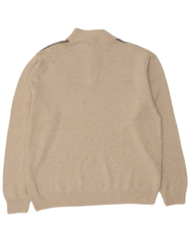 Suéter masculino CHAPS com zíper e pescoço XL algodão geométrico cinza