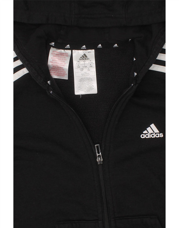 ADIDAS Boys Zip Hoodie Sweater 9-10 Years Black Cotton Vintage Adidas and Second-Hand Adidas from Messina Hembry 