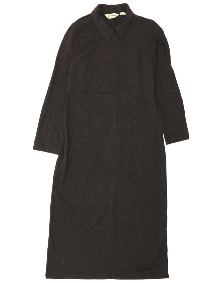 EDDIE BAUER Vestido maxi feminino grande de manga comprida Reino Unido 10 pequeno cinza