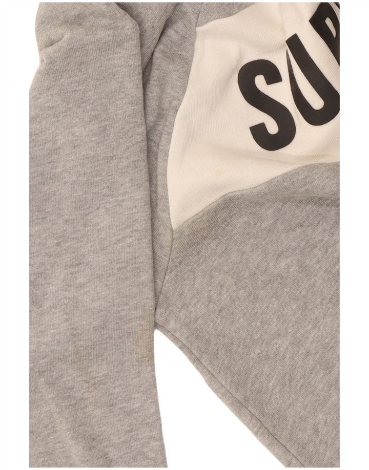 Superdry Womens Crop Graphic Moletom Jumper UK 14 Médio Algodão Cinza