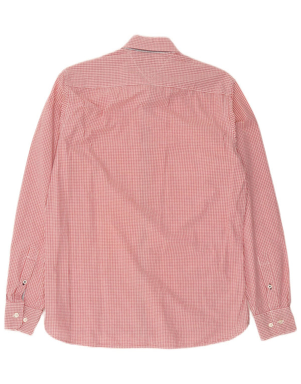 Camisa masculina Tommy Hilfiger Custom Fit pequena vermelha de algodão guingão