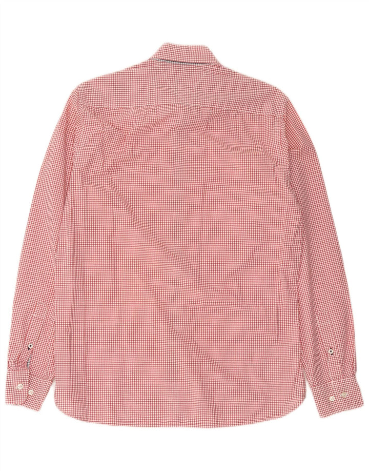 Camisa masculina Tommy Hilfiger Custom Fit pequena vermelha de algodão guingão