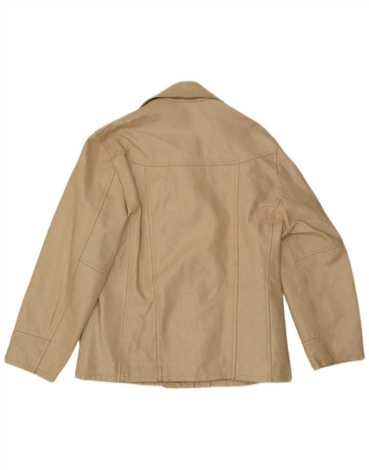 Jaqueta masculina vintage de couro sintético UK 38 bege médio