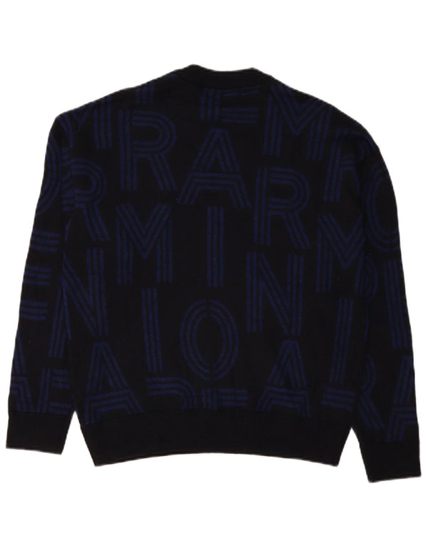 Suéter masculino Emporio Armani com gola redonda e gola redonda médio azul marinho