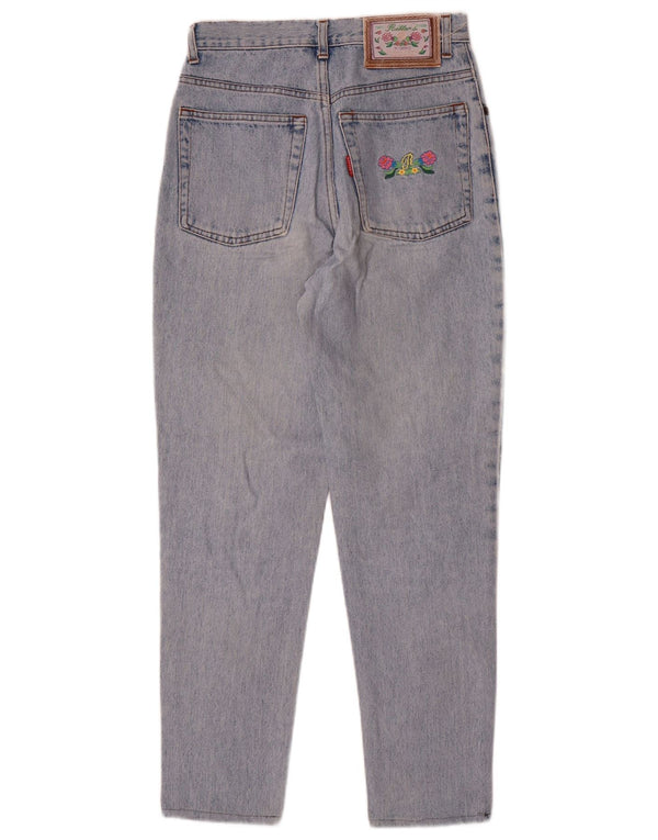 Calça jeans feminina Carino cintura alta cônica W26 L27 azul floral