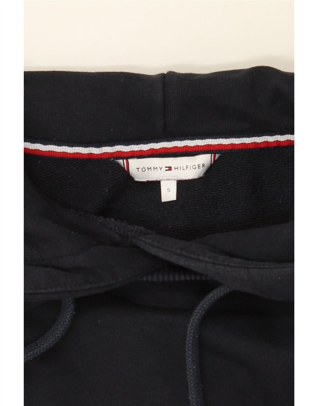 TOMMY HILFIGER Mens Hoodie Jumper Small Red Colourblock Cotton Vintage Tommy Hilfiger and Second-Hand Tommy Hilfiger from Messina Hembry 