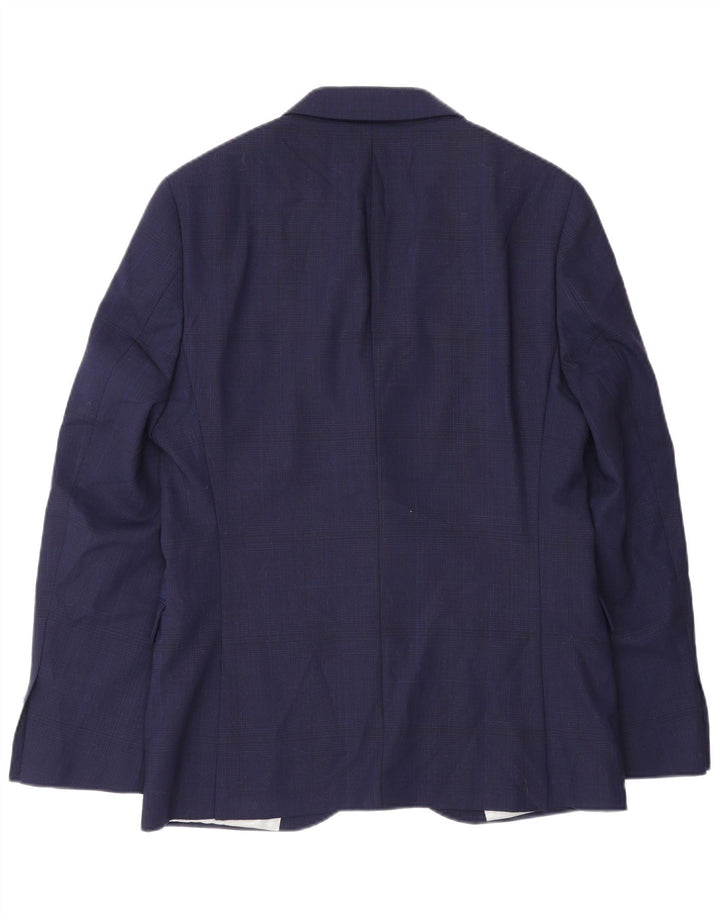 Jaqueta blazer masculina Dkny com 2 botões Slim Fit Reino Unido 38 lã azul marinho médio