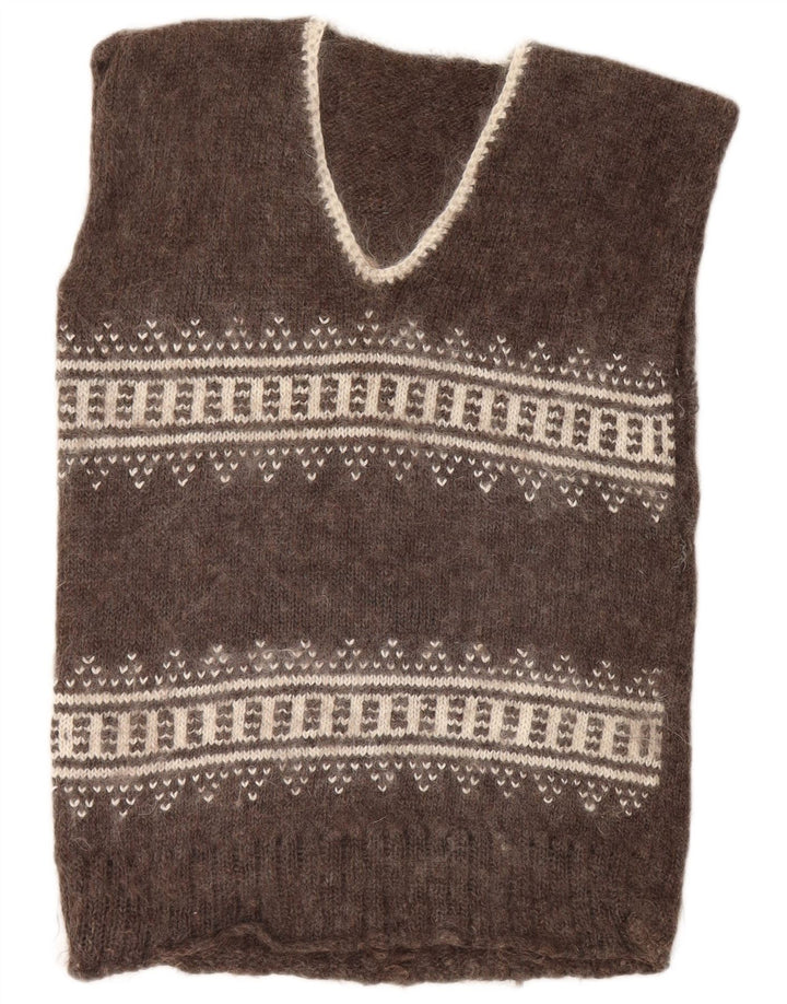Regata masculina VINTAGE com colete médio marrom Fair Isle