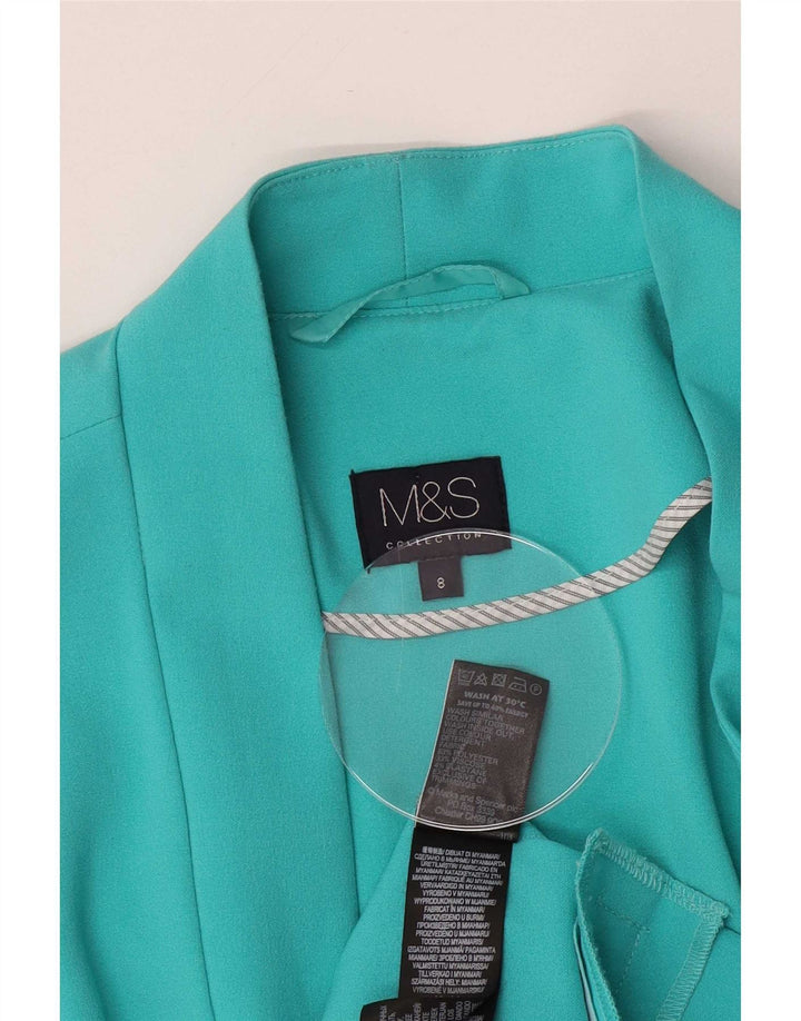 Jaqueta blazer aberta feminina Marks & Spencer Reino Unido 8 poliéster turquesa pequeno