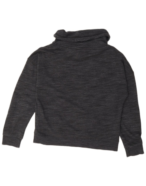 Reebok feminino oversized moletom jumper uk 4/6 xs cinza manchado algodão