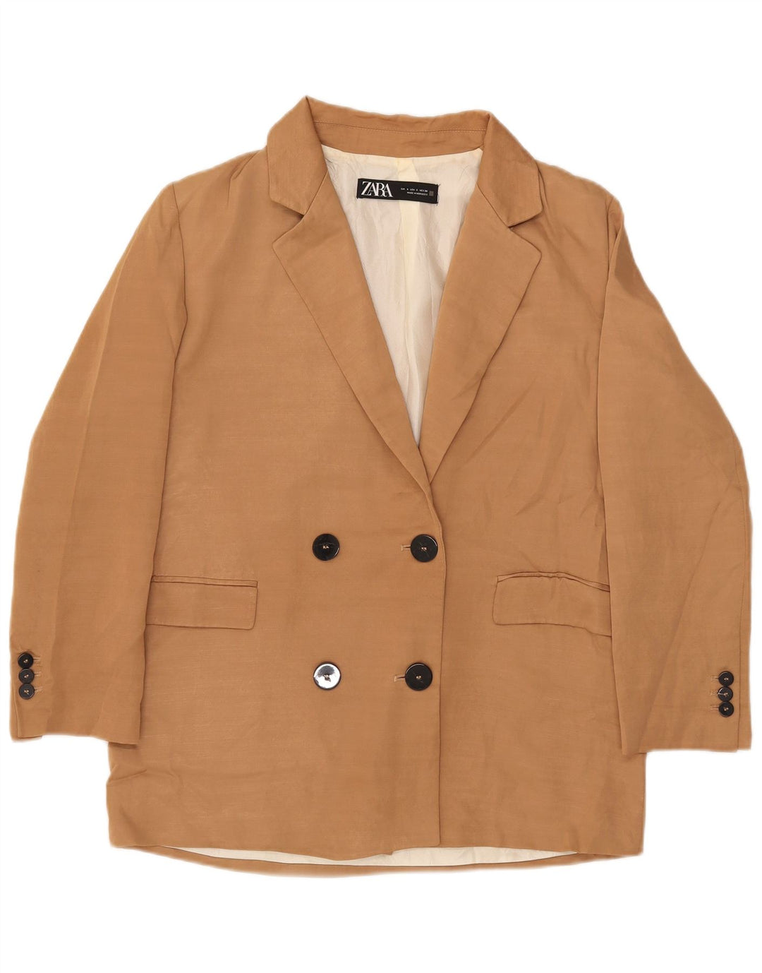 Jaqueta blazer feminina oversized com peito duplo ZARA Reino Unido 10 pequena bege