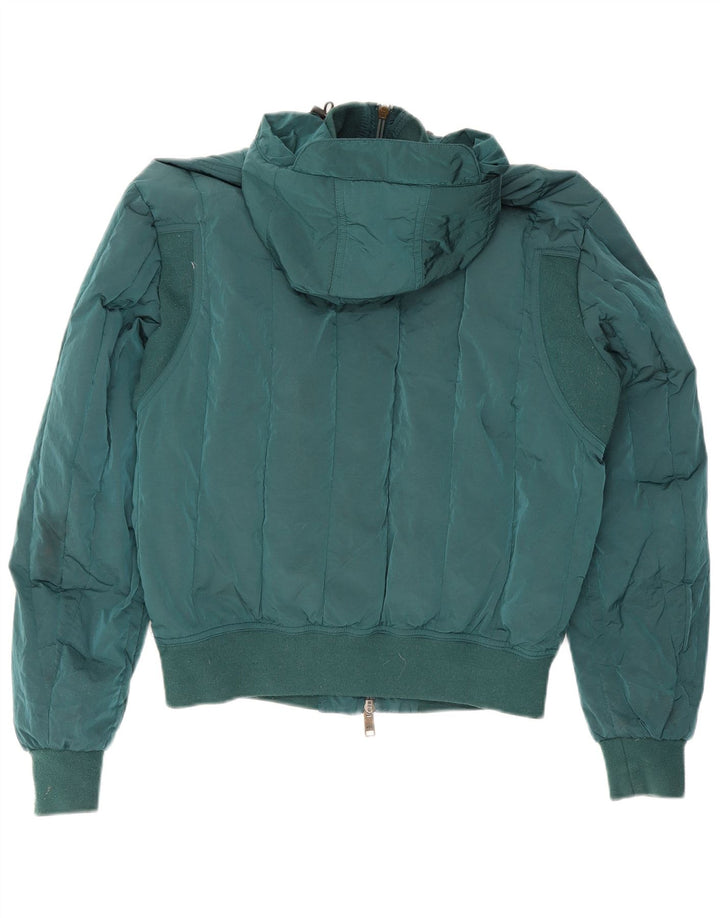 Jaqueta feminina acolchoada com capuz grande Armani Exchange Reino Unido 10 pequena verde
