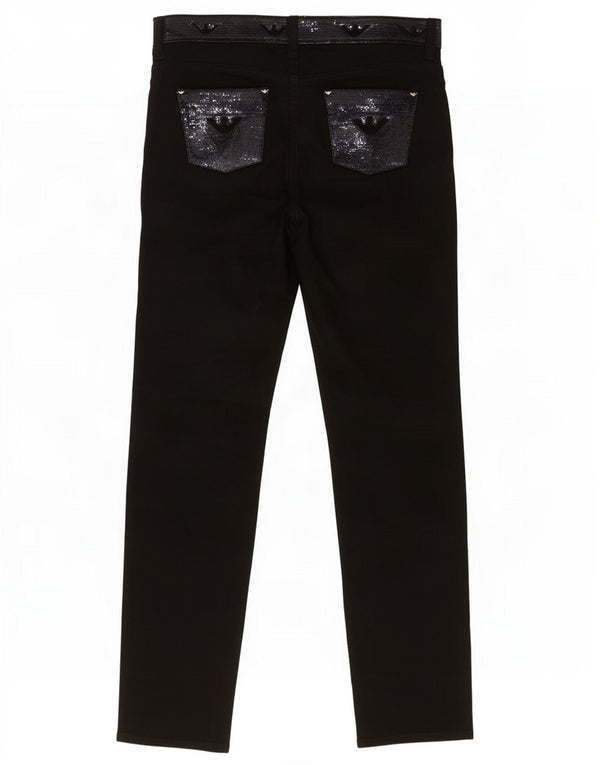 Calça feminina casual slim Armani W28 L30 algodão preto