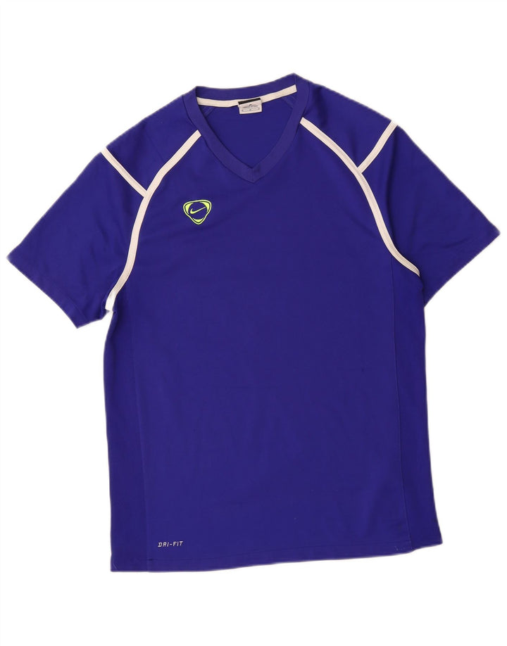 Camiseta masculina Nike Dri Fit Top médio azul colorblock poliéster